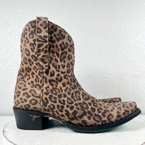 NEW Lane EMMA JANE Womens Cowboy Boots 6 Western Wear Animal Print Leather Short - Picture 2 of 11